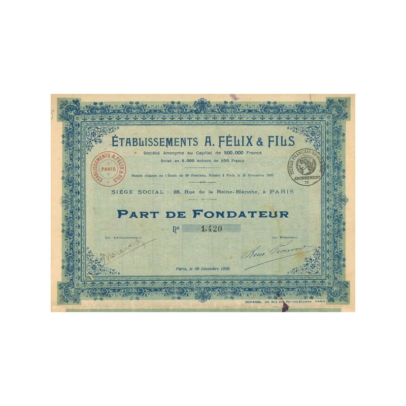 Ets A. Félix & Fils (PF)