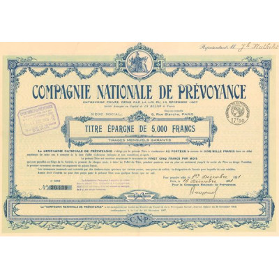 Cie Nationale de Prévoyance (Titre Epargne 5000 F)