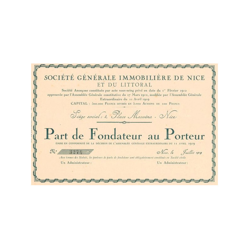 Sté Gale Immobilière de Nice et du Littoral (PF)