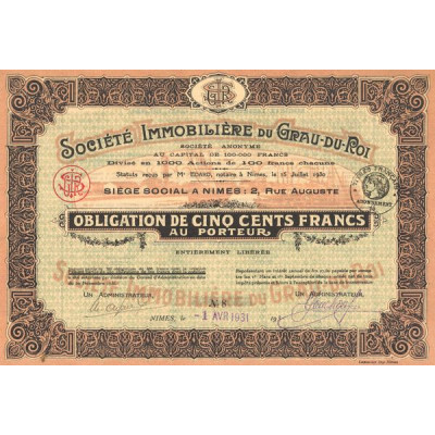 Sté Immobilière du Grau-du-Roi (Obl 500 F)