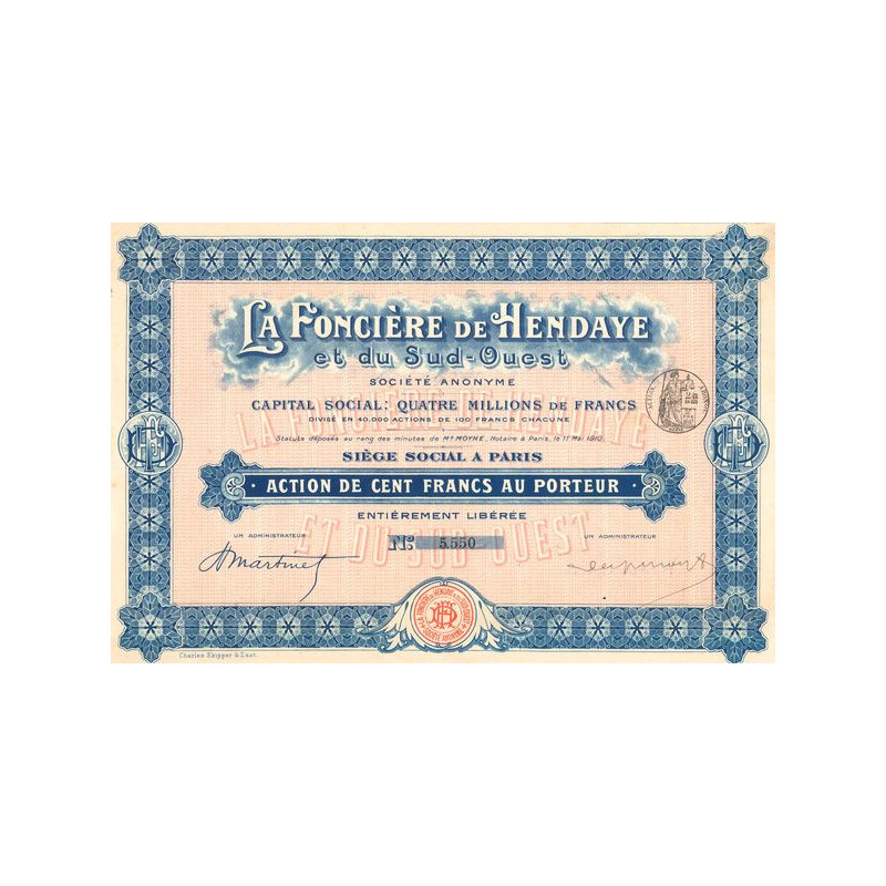 La Foncière de Hendaye et du Sud-Ouest (Act 100 F)