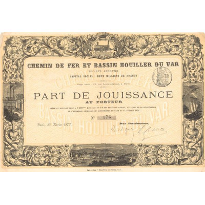 Chemin de Fer et Bassin Houiller du Var (Part de Jouissance)