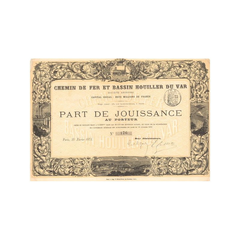 Chemin de Fer et Bassin Houiller du Var (Part de Jouissance)