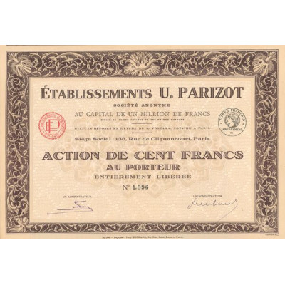 Ets U. Parizot (Act 100 F ) (Modele 2)