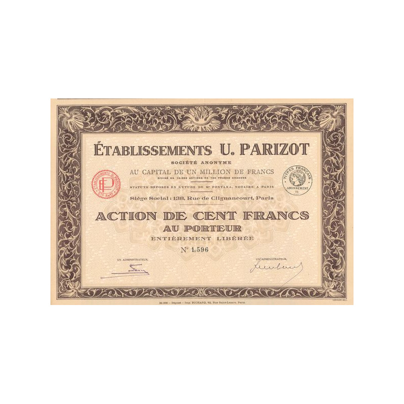 Ets U. Parizot (Act 100 F ) (Modele 2)