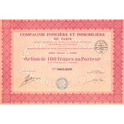 Cie Foncière et Immobilière de Paris (Act 100 F)