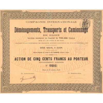 Cie Internationale de Déménagements. Transports et Camionnages de Dijon (Act 500 F)