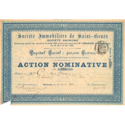 Sté Immobilière de Saint-Genès (Act Nomin 500 F)