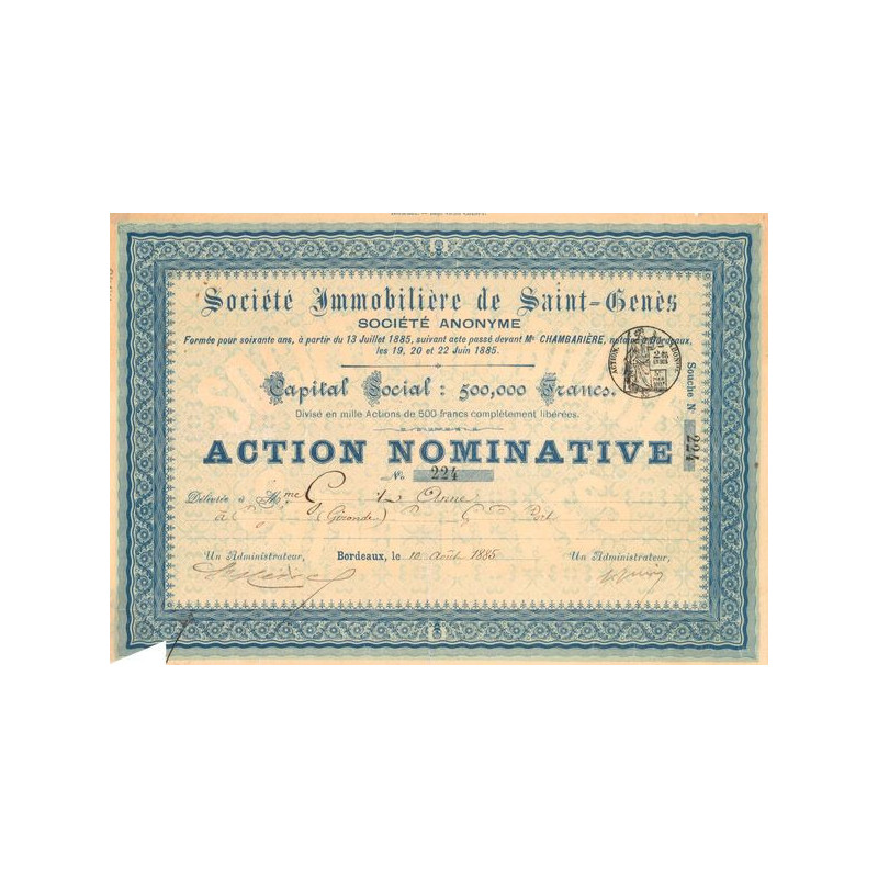 Sté Immobilière de Saint-Genès (Act Nomin 500 F)