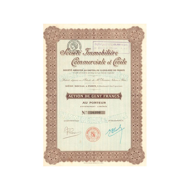 Sté Immobilière Commerciale et Civile (Act 100 F)
