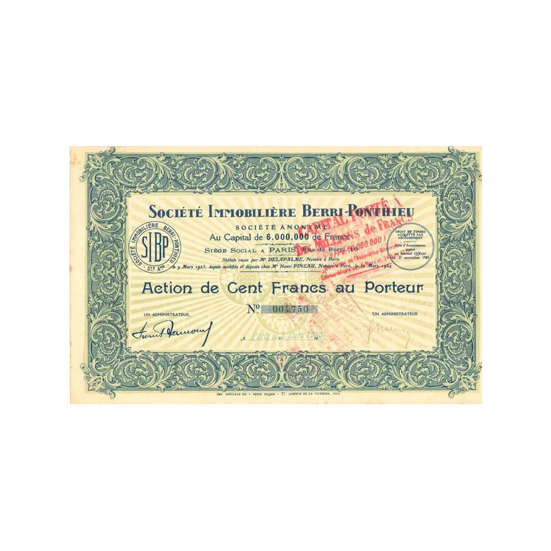 Sté Immobilière Berri-Ponthieu (Act 100 F) (Modele 1)