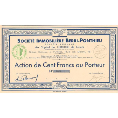 Sté Immobilière Berri-Ponthieu (Act 100 F) (Modele 2)