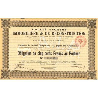S.A. Immobilière & de Reconstruction (Obl 500 F)