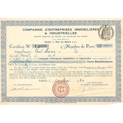 Cie d'Entreprises Immobilières & Industrielles (12 PB)