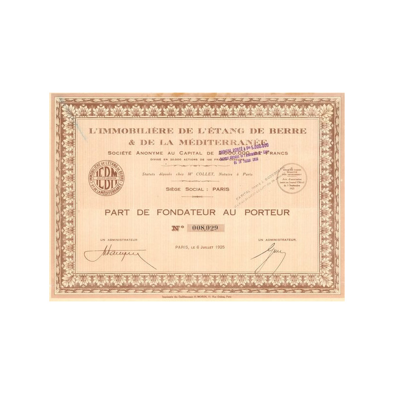 L'Immobilière de l'Etang de Berre & de la Méditerranée (PF)