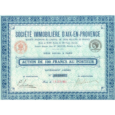 Sté Immobilière d'Aix-en-Provence (Act 100 F)