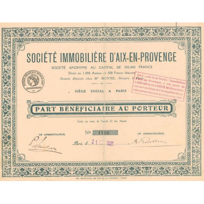 Sté Immobilière d'Aix-en-Provence (PB)