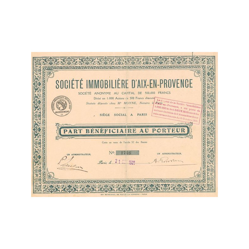 Sté Immobilière d'Aix-en-Provence (PB)