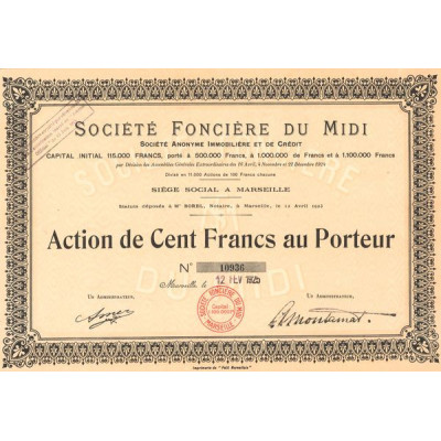 Sté Foncière du Midi (Act 100 F)