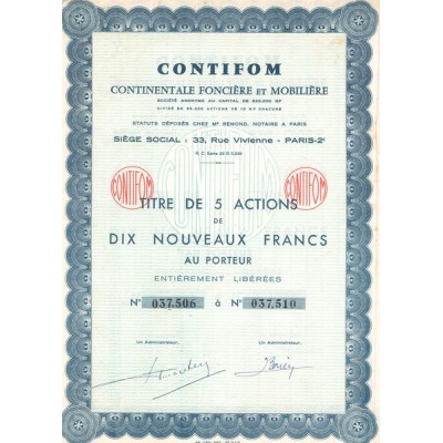 Contifom Continentale Foncière et Mobilière (Titre 05 Act 10 NF)