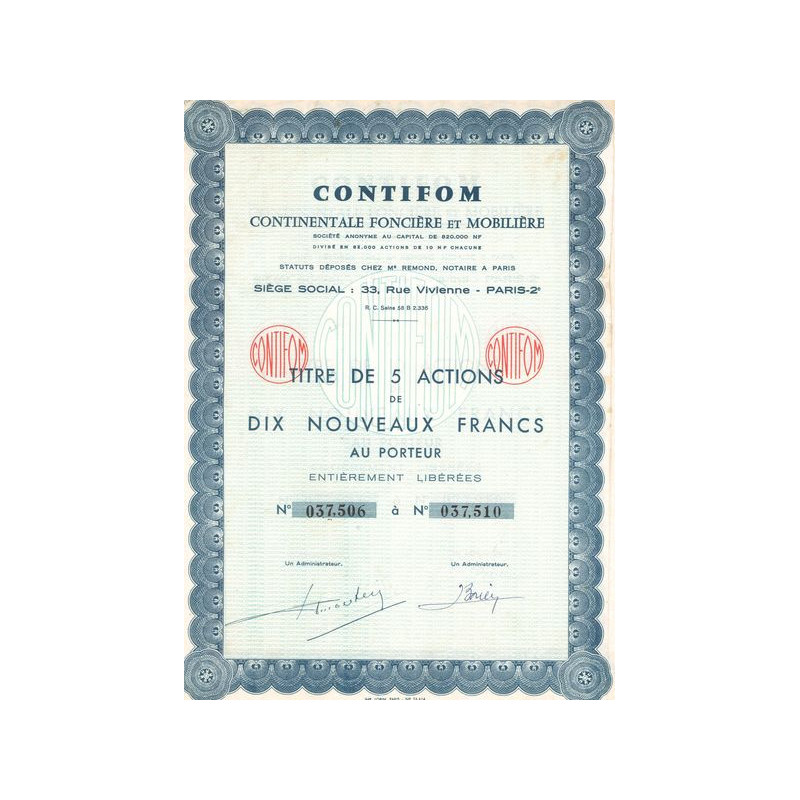 Contifom Continentale Foncière et Mobilière (Titre 05 Act 10 NF)