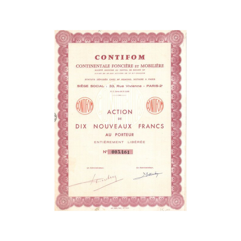 Contifom Continentale Foncière et Mobilière (Act 10 NF)