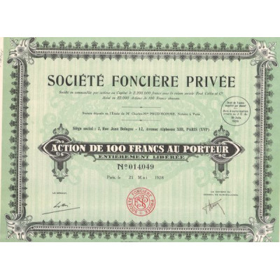 Sté Foncière Privée (Act 100 F)