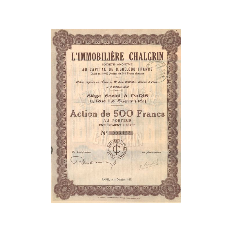 L'Immobilière Chalgrin (Act 500 F)