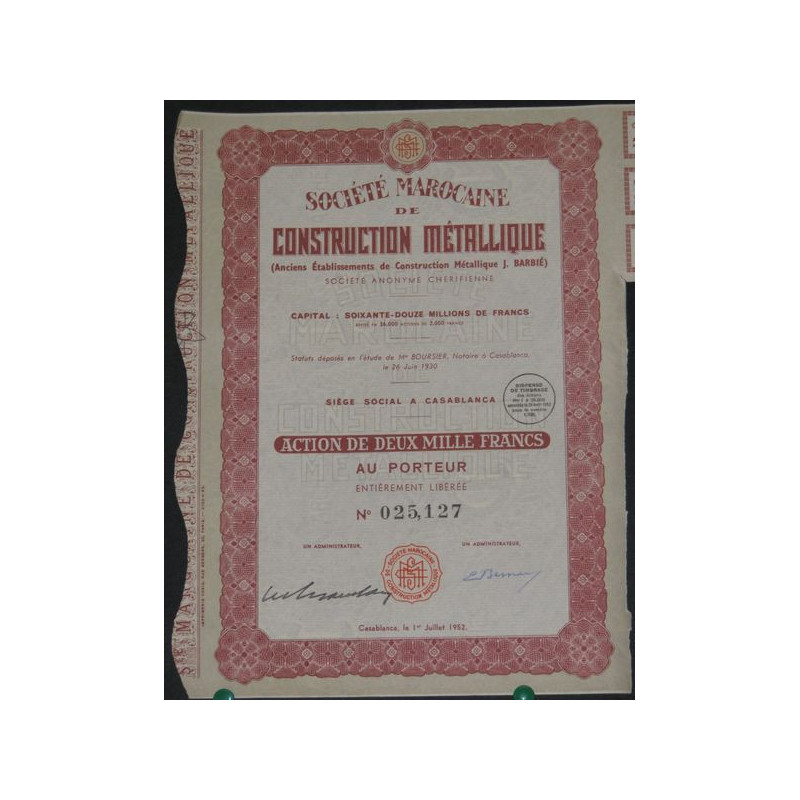 Sté Marocaine de Construction Métallique (Anc Ets J. Barbié)