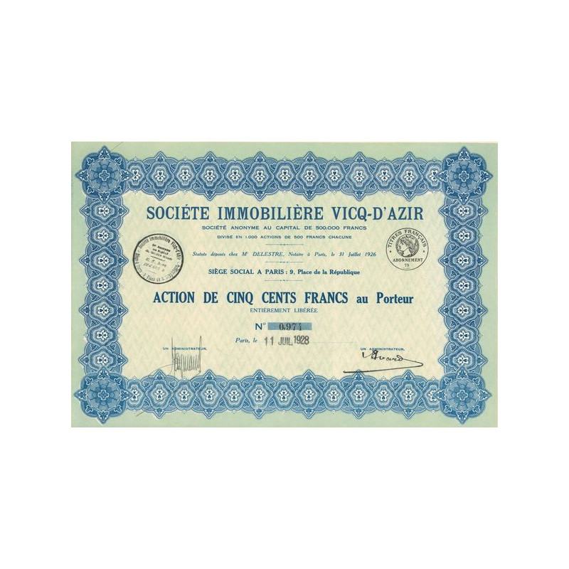 Sté Immobilière Vicq-d'Azir (Act 500 F)