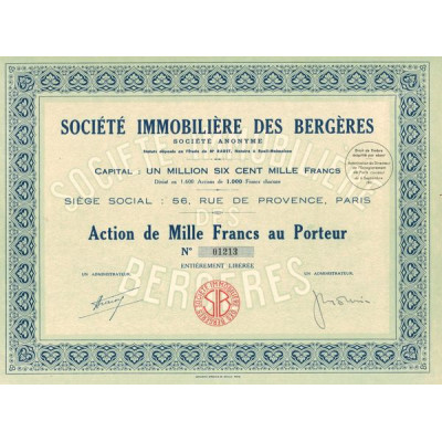 Sté Immobilière des Bergères (Act 1000 F)
