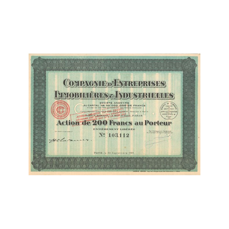 Cie d'Entreprises Immobilières & Industrielles (Act 200 F)