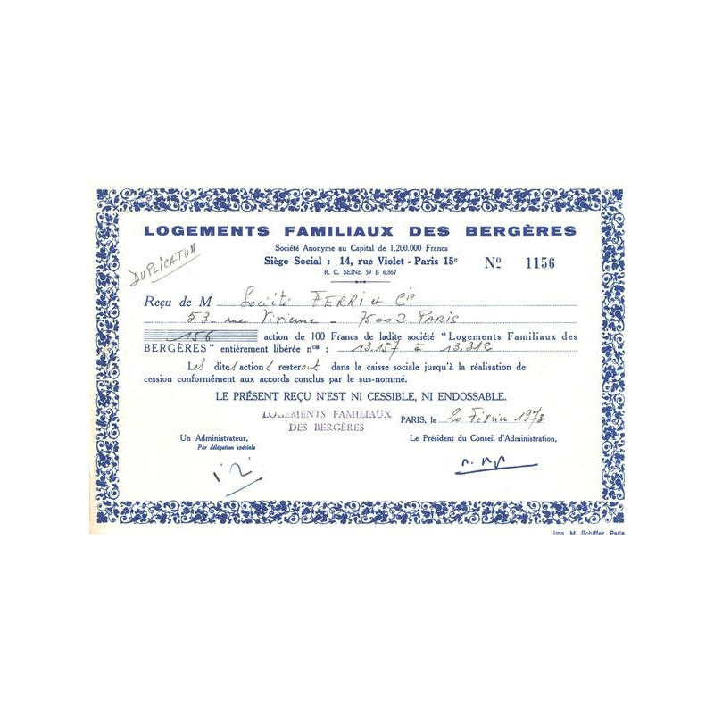 Logements Familiaux des Bergères (Act 100 F)