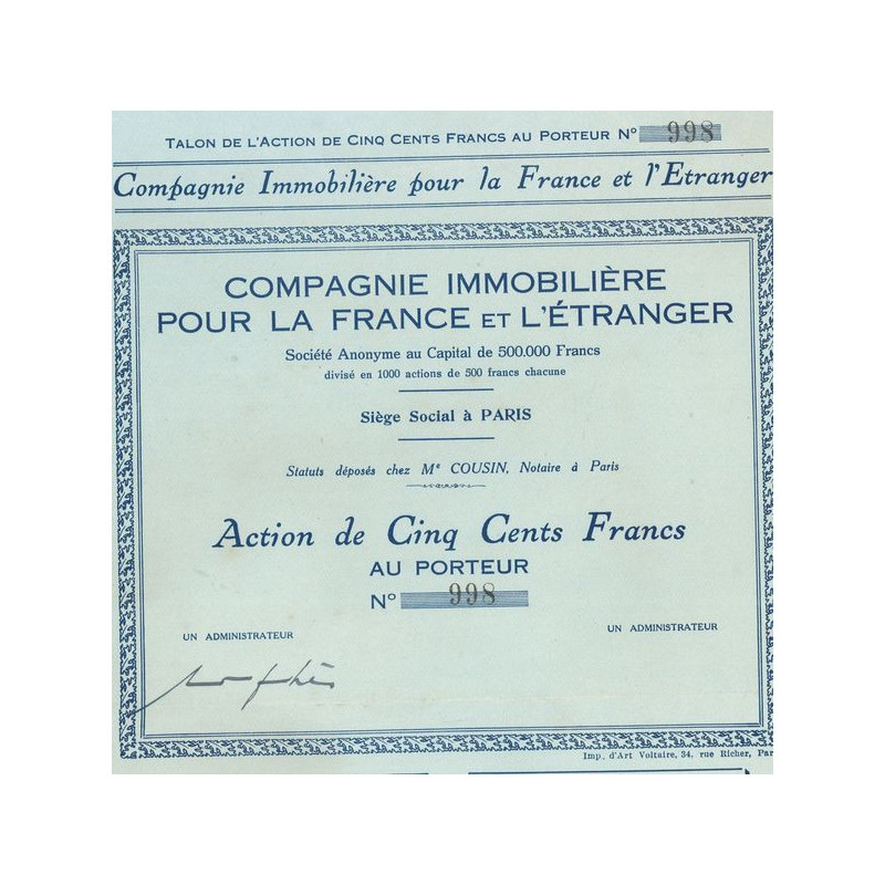 Cie Immobilière pour la France et l'Etranger (Act 500 F)