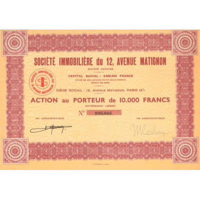 Sté Immobilière du 12 Avenue Matignon (Act 10000 F)