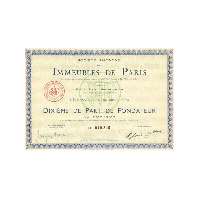 S.A. des Immeubles de Paris (10ème PF)