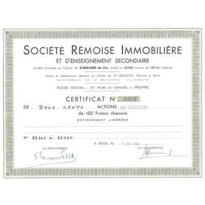 Sté Rémoise Immobilière (Act 100 F)