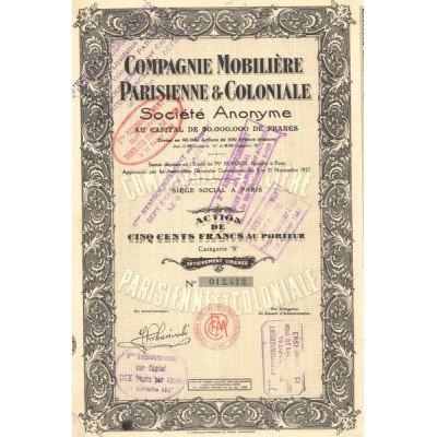 Cie Mobilière Parisienne & Coloniale (Act 500 F)