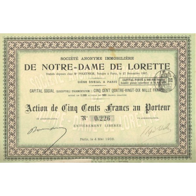 S.A. Immobilière de Notre-Dame de Lorette (Act 500 F)