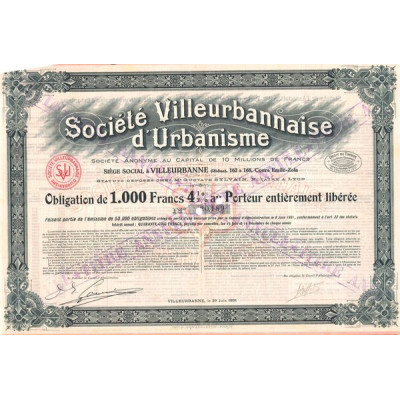 Sté Villeurbannaise d'Urbanisme (Obl 1000 F 4% 1/2)