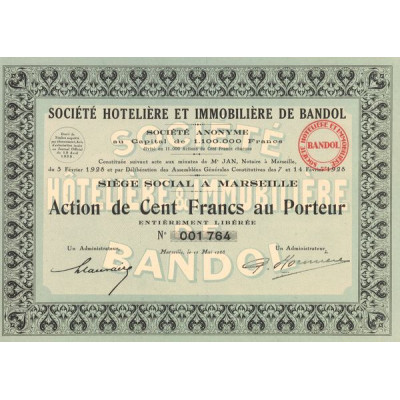 Sté Hôtelière et Immobilière de Bandol (Act 100 F)