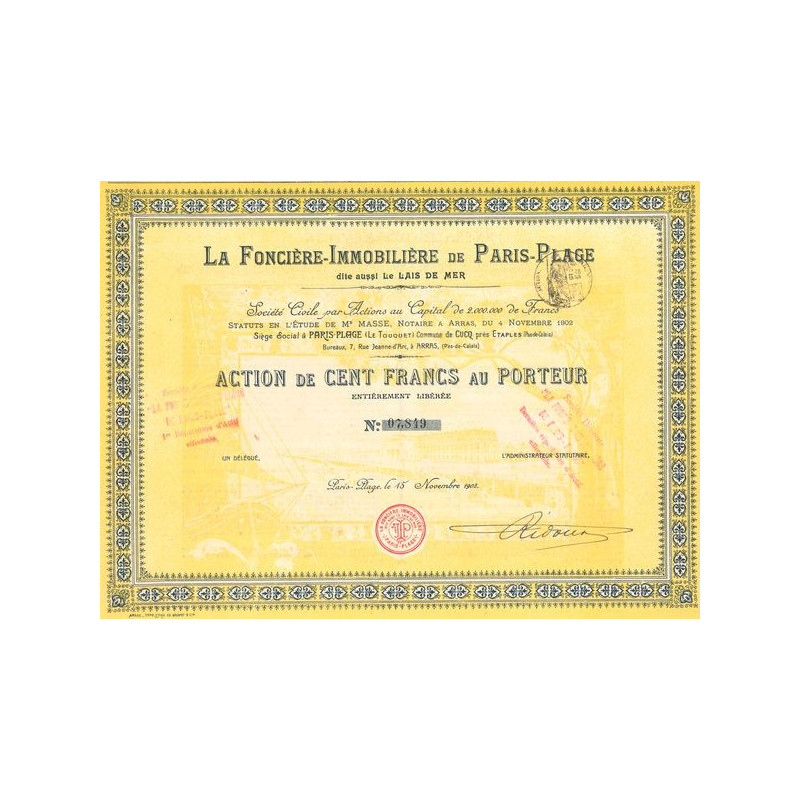 La Foncière-Immobilière de Paris-Plage dit aussi Le Lais de Mer (Act 100 F)