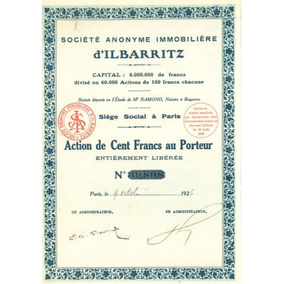 S.A. Immobilière d'Ilbarritz (Act 100 F)