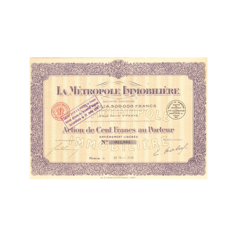 La Métropole Immobilière (Act 100 F)