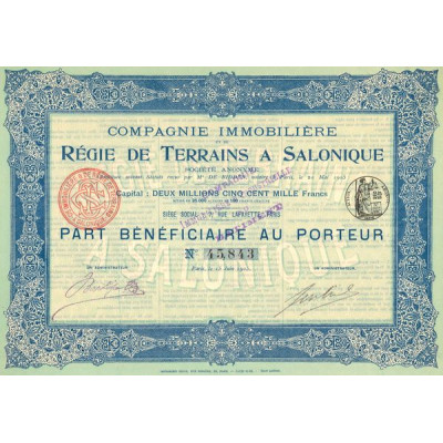 Cie Immobilière et de Régie de Terrains à Salonique (PB)