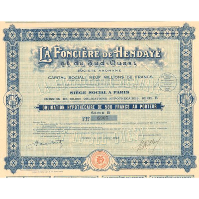La Foncière de Hendaye et du Sud-Ouest (Obl Hypot 500 F)