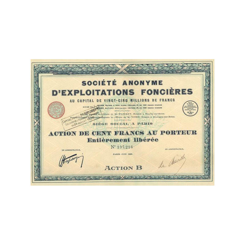 S.A. d'Exploitations Foncières (Act 100 F)