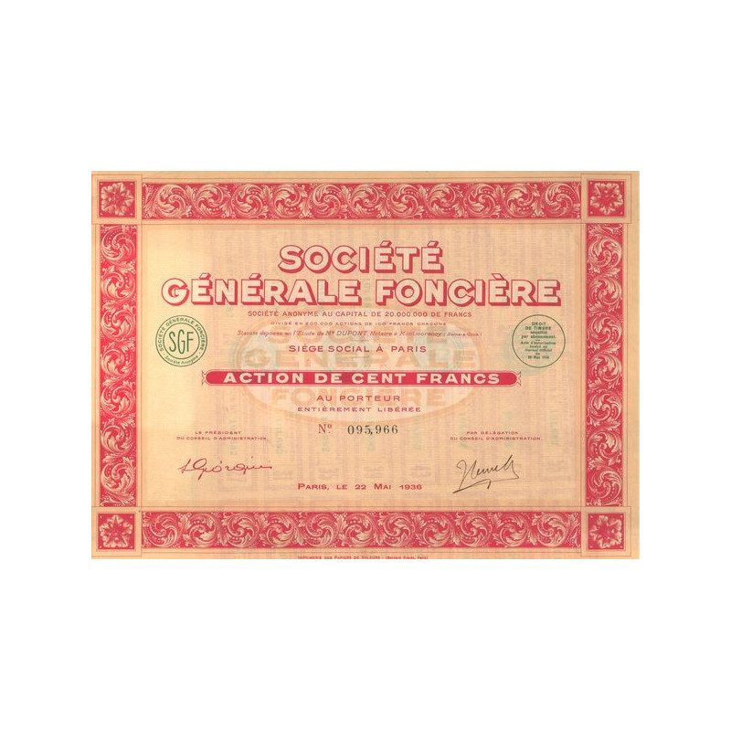 Sté Générale Foncière (Act 100 F)