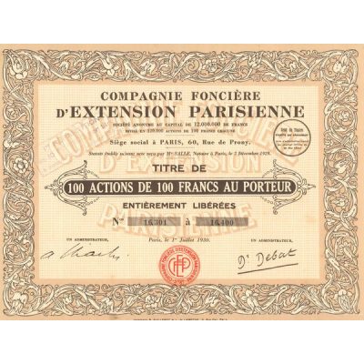 Cie Foncière d'Extension Parsienne (Titre 100 Act 100 F)
