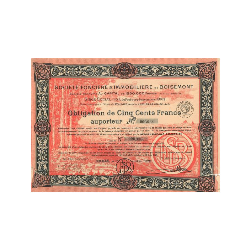 Sté Foncière & Immobilière de Boisemont (Obl 500 F)